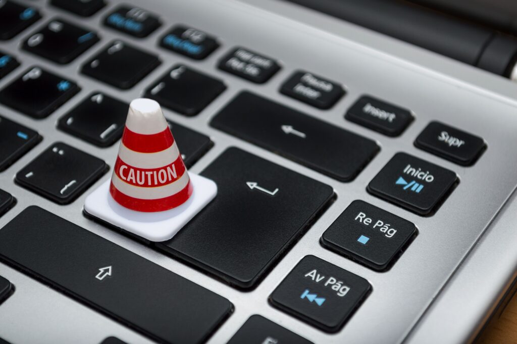 Caution Sign on Keyboard