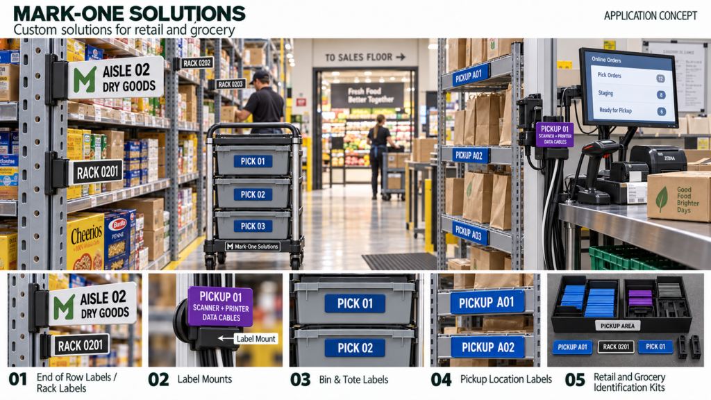 Concept drawing of possible product solutions for grocery and retail