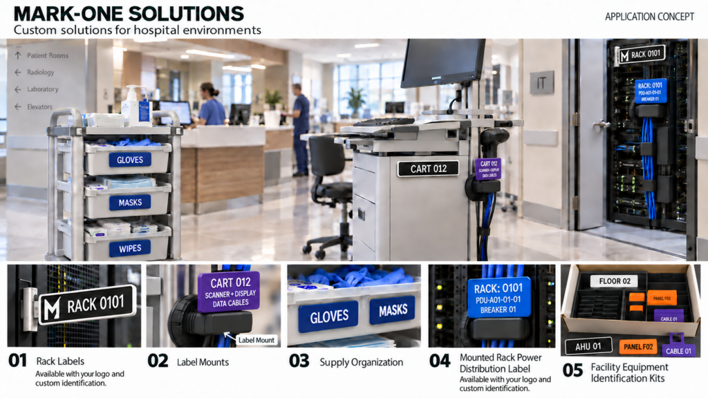 Rendering of possible products for a hospital or healthcare environment