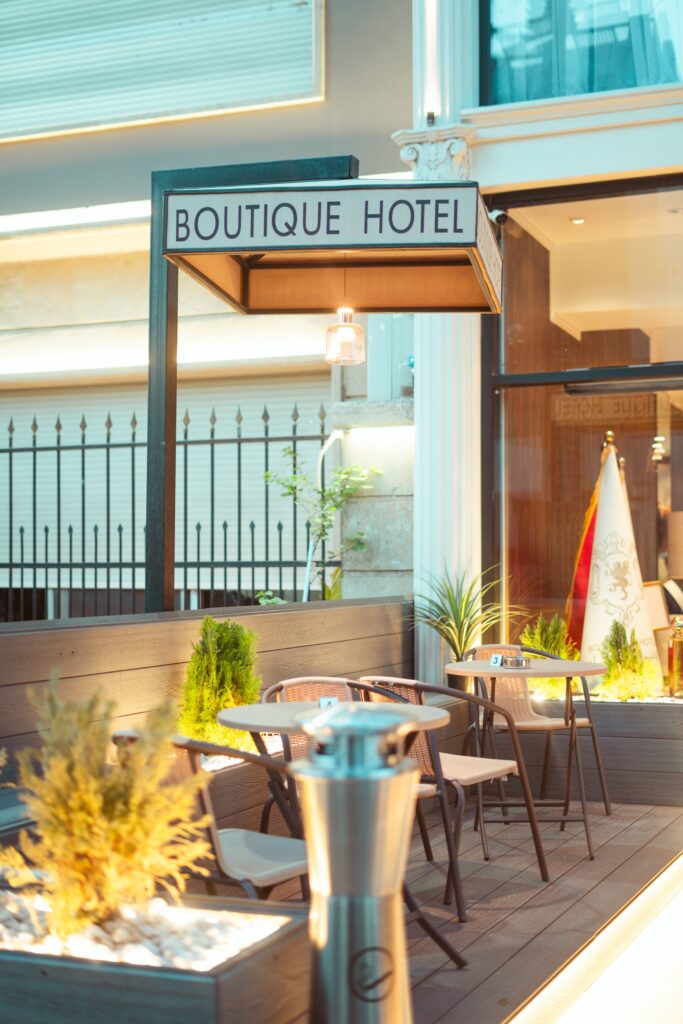 Exterior of a boutique hotel